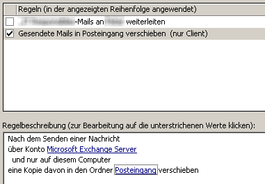 Gesendete Mails in Posteingang